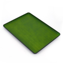 Green woven-effect tray in resin, MIDORI TAKE, 39cm