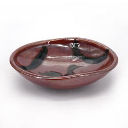 Japanese ceramic flared bowl, GYO, red and black