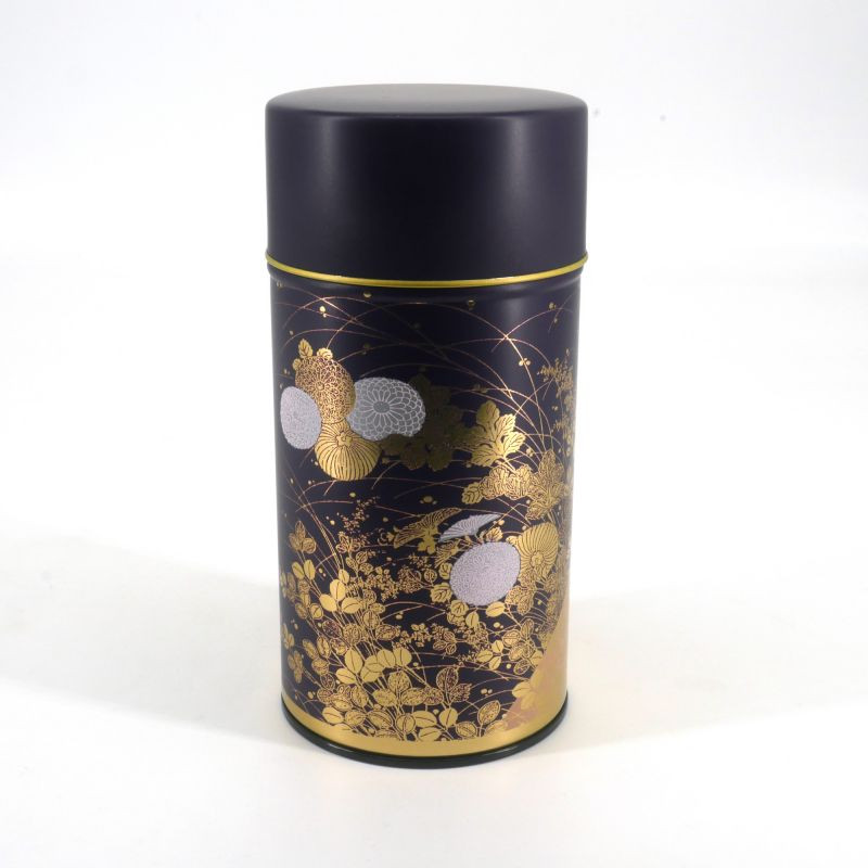 Japanese purple metal tea caddy, SHUKANOEN