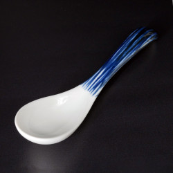 White and blue Japanese ceramic spoon, CHOKUSEN, 17cm