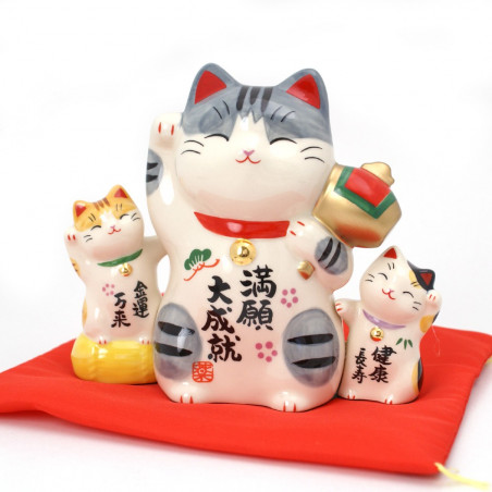 chat porte-bonheur japonais Manekineko en céramique 7449