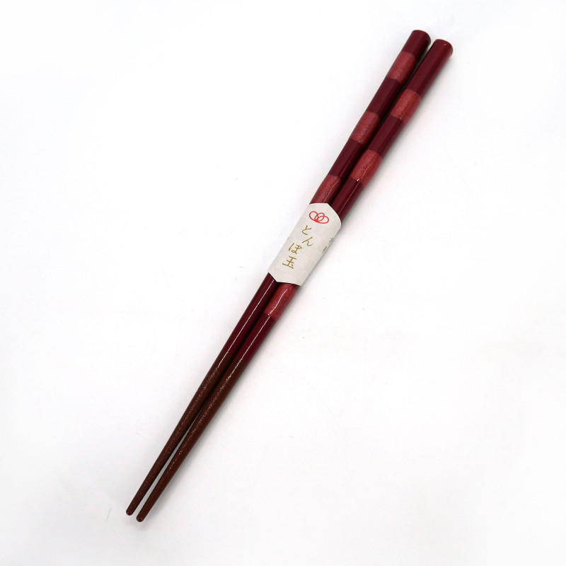 Paire de baguettes japonaises en bois naturel rouge ou bleue, WAKASA NURI ICHIBAN, 21 ou 23 cm