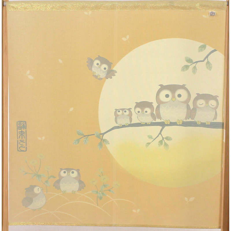 japanese yellow noren curtain manekineko 85 x 30 cm SHICHI FUKUNEKO