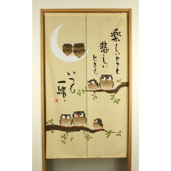 cortina blanca japonesa, OTSUKARESAMA, gatos y búhos