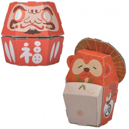 Cardboard Daruma and Hedgehog model, DARUMA, TANUKI