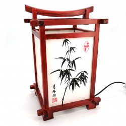 Red Japanese table lamp, Bamboo, NARA