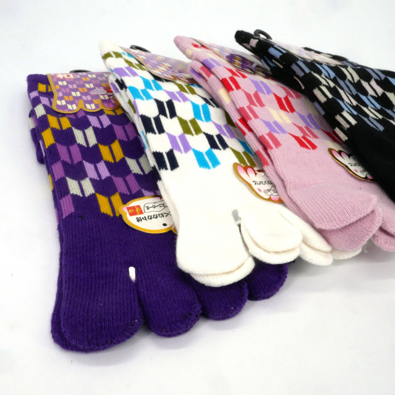 Chaussettes japonaises à cinq doigts tabi en coton motif YAGASURI, couleur au choix, 22 - 25cm