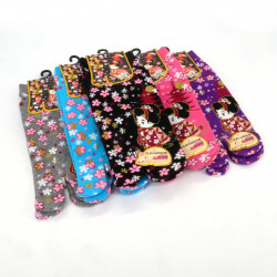 Calcetines tabi japoneses de algodón con estampado de flores y niñas, MUSUME, color a elegir, 22 - 25cm