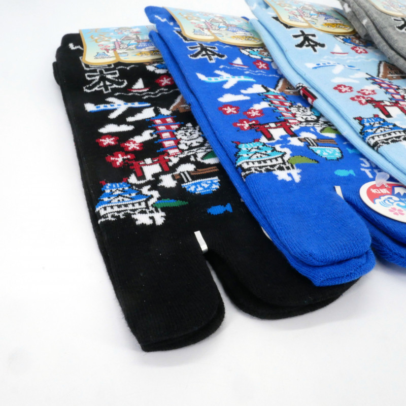 Calcetines japoneses de algodón con estampado campestre japonés, KUNI, color a elegir, 25-28 cm