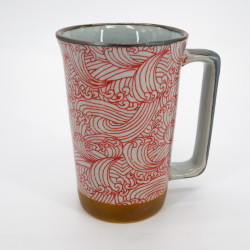 Taza de té japonesa grande de cerámica - Aranami rojo