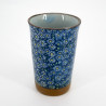 Large Japanese ceramic tea mug - Kiku Blue