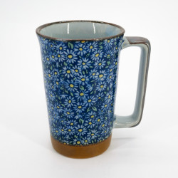 Taza de té japonesa grande de cerámica - Azul Kiku