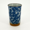 Grand mug japonais à thé en céramique - Sakura Bleu