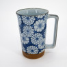 Taza de té japonesa grande de cerámica - Azul Hanazome