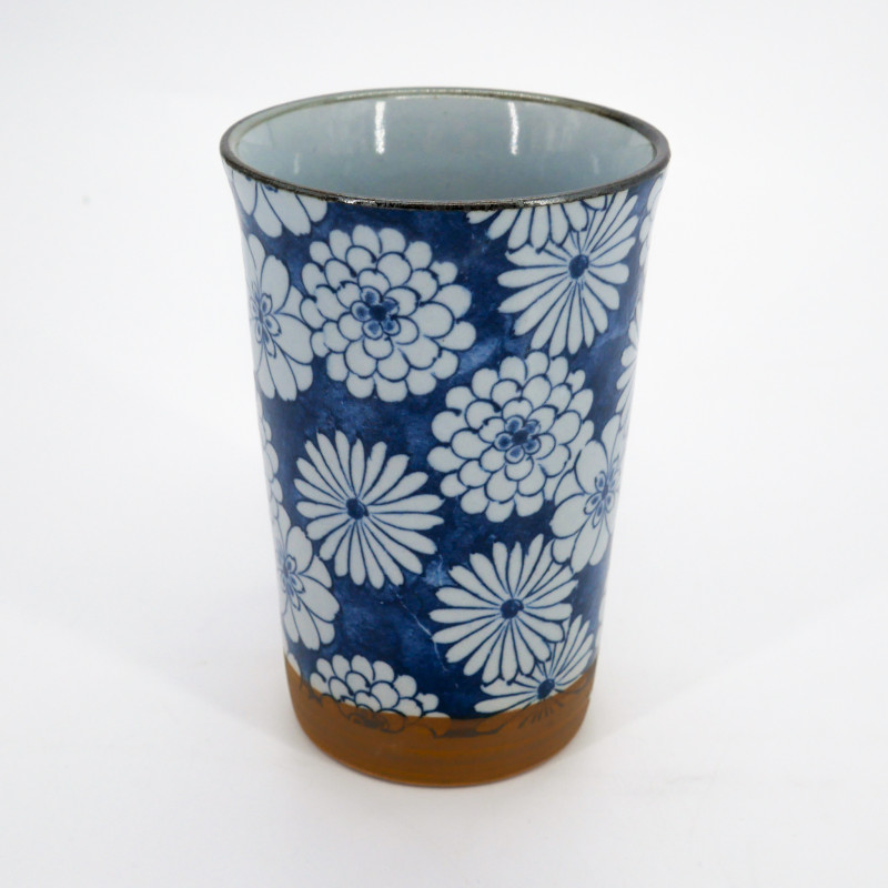 Großer japanischer Teebecher aus Keramik - Hanazome Blue