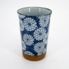 Taza de té japonesa grande de cerámica - Azul Hanazome