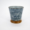 Japanese ceramic mug with handle, Aranami Blue