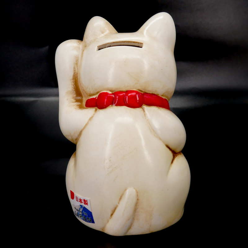 Hucha gato blanco de la suerte gigante japonés manekineko, NEKO SHIRO