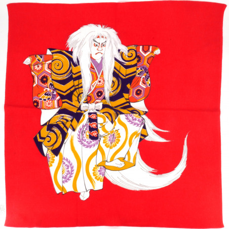 Furoshiki japonais en rayonne, KAGAMIJISHI, rouge, 68 x 68 cm