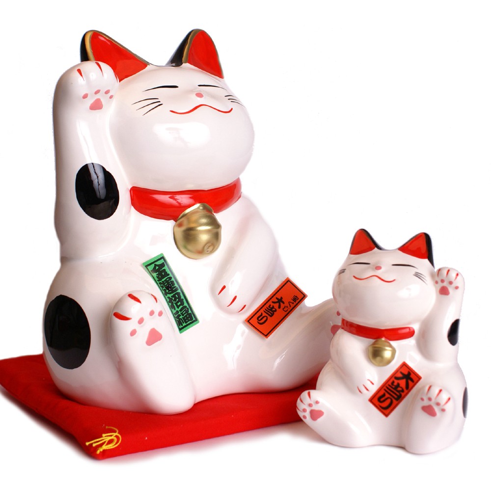 Duo Di Gatti Giapponesi Maneki Neko Grandi E Piccoli