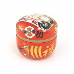 Boîte à thé japonaise rouge en métal, DARUMA, 150g