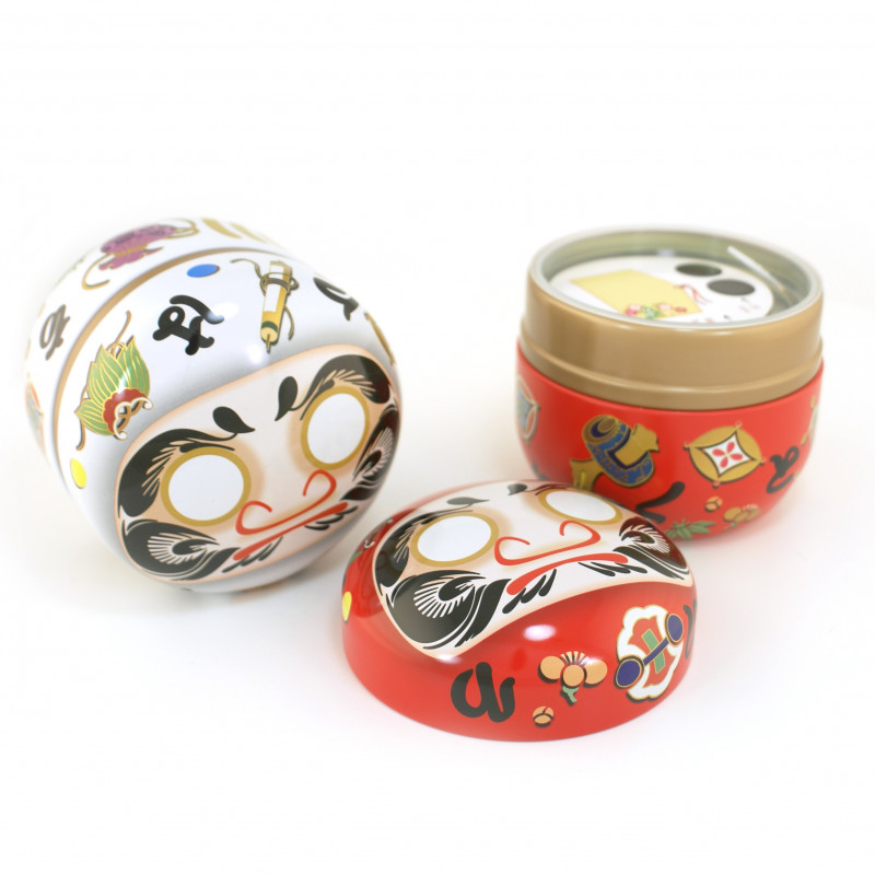 boîte à thé blanc japonaise Daruma