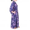 kimono japonais violet en coton pour femme KOMONICHIMATSU-NI-SAKURA