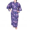 Kimono de algodón japonés púrpura, KOMONICHIMATSU-NI-SAKURA, púrpura