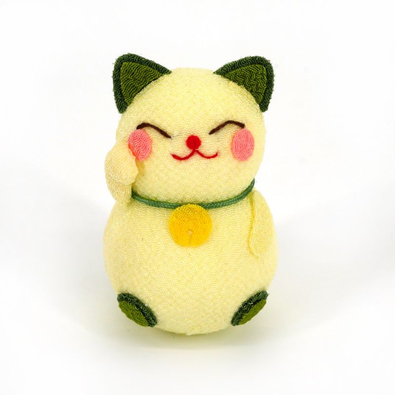 Grüne Okiagari Manekineko Puppe aus Chirimen Stoff - OKIAGARI MANEKINEKO - 5 cm