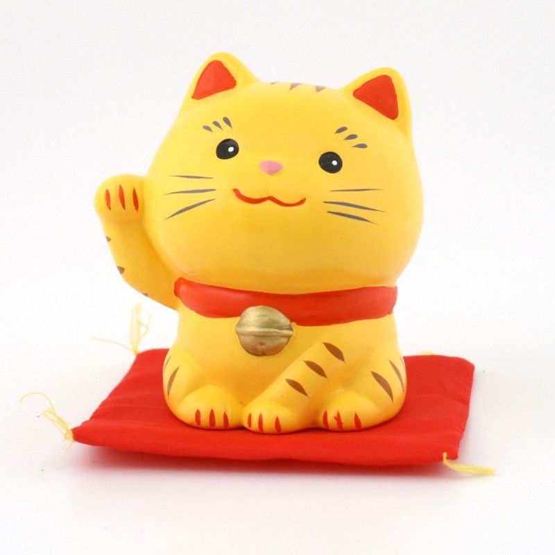 Chat manekineko porte-bonheur japonais en céramique - TORA MIGI-