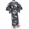 Yukata giapponese in cotone con motivo drago bianco e nero per uomo - RYUJIN