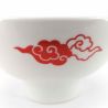 Japanische Ramenschale aus Keramik, weiß mit roten Wolken - AKAI KUMO