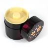 Japanese black resin tea caddy with cherry blossom pattern - FUKUSAKURA - 150g