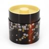 Japanese black tea caddy in resin with cherry blossom pattern - MIYABI SAKURA - 150g