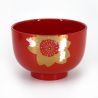 Japanese black and red resin bowl duo with flower motif packed in a furoshiki - KIZUNA - 11x7.2cm