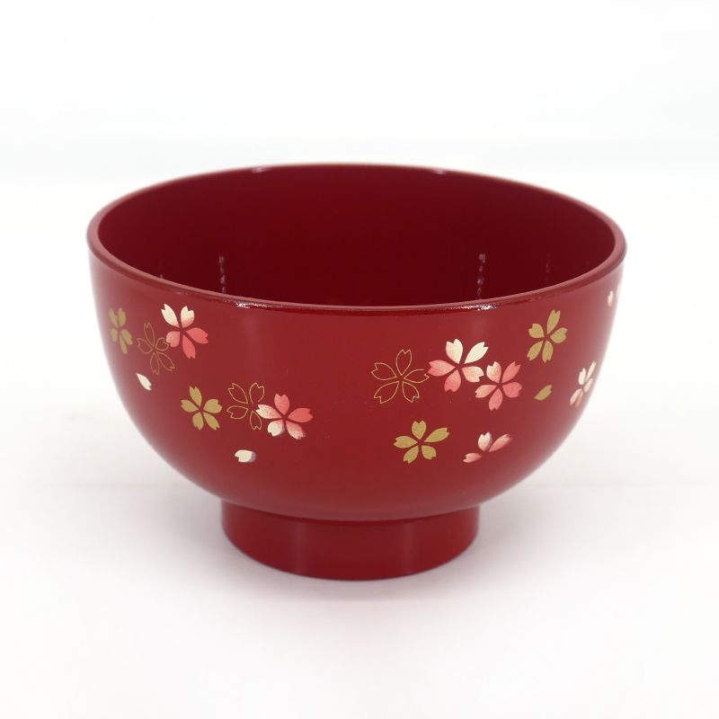 Duo of 2 ceramic rice bowls and 2 resin soup bowls, SAKURA