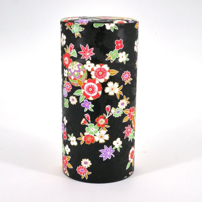 Caja de té japonesa negra en papel washi - HANAYOSE - 200gr