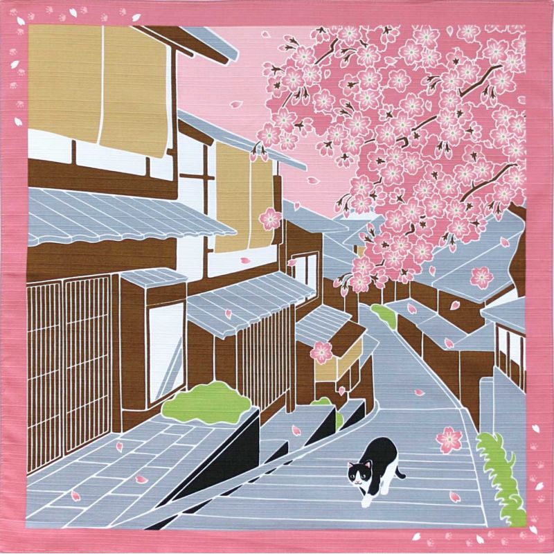 Japanisches Baumwollfuroshiki - SAKURA CAT