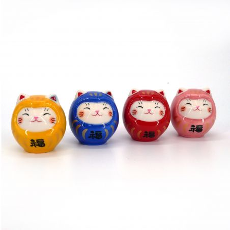 Japanisches Manekineko Katzenornament als Daruma getarnt - DARUKO - 4 cm