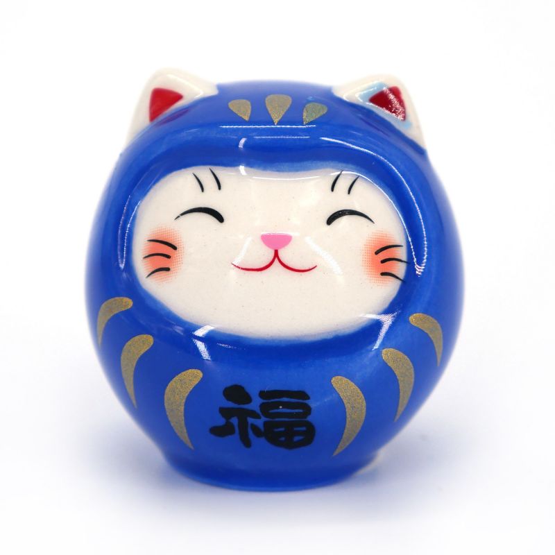 Japanisches Manekineko Katzenornament als Daruma getarnt - DARUKO - 4 cm