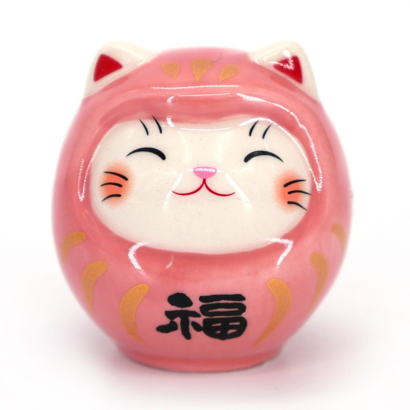 Japanese manekineko cat ornament disguised as daruma - DARUKO - 4 cm