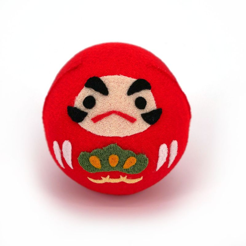 Muñeca okiagari daruma roja en tejido chirimen - OKIAGARI DARUMA - 4 cm