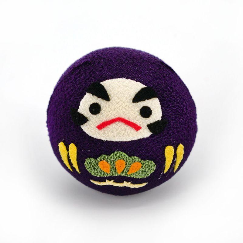 Poupée okiagari daruma du développement personnel violette en tissu chirimen - OKIAGARI DARUMA - 4 cm