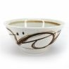Japanische Donburi-Schale aus beiger Keramik mit braunen Mustern - SENPU