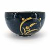 Japanese ceramic donburi bowl, blue, golden circular pattern - KOGANE NO SHIZEN