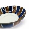 Japanese blue and brown ceramic donburi bowl - TSUTONRAIN