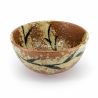 Japanese donburi bowl in brown ceramic bamboo pattern - TAKE