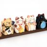 Conjunto de 7 estatuillas de gatos sobre peana - KOZO NEKO - 38 cm