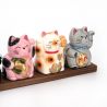 Ensemble de 7 statuettes chats sur socle - KOZO NEKO - 38 cm