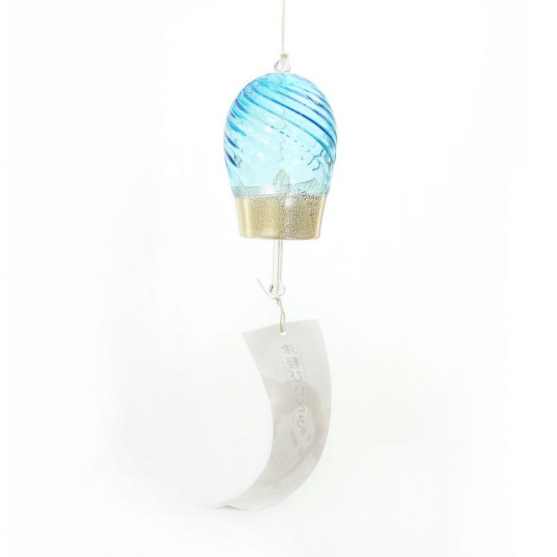 Campana de viento japonesa de vidrio, FÛRIN, azul